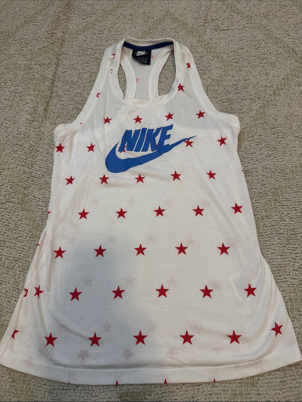 Nike Sportswear Star Print Racerback Tank Top White Blue Red Women’s XS